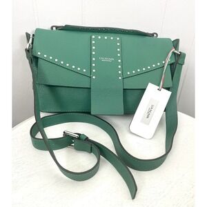 Lia Numa Leather‎ Bright Green Women's Shoulder Handbag Purse Made In Italy NWT